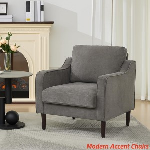 Mid Century Accent Chair for Living Room, Modern Reading Chair for Bedroom,Linen Fabric Upholstered Armchair,Comfy Single Sofa Side Chair - 1 of 4