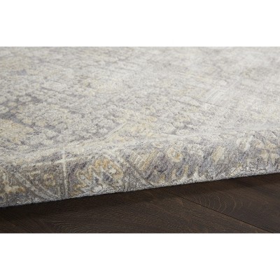 Grey and Beige Hand-Knotted Medallion Runner Rug