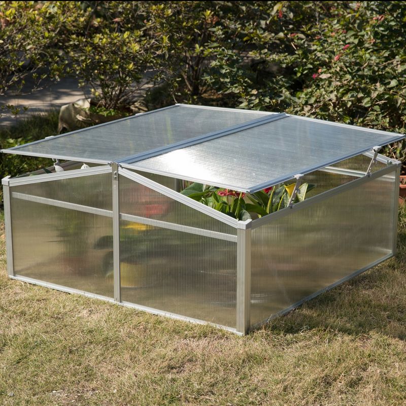 Gardenised Aluminum Cold Frame Portable Greenhouse Bottomless Flower Box, Plant Protector, Transparent Double Walled PVC Panels Blocks Harmful UV Rays, 6 of 13