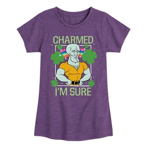Girls' - SpongeBob Squarepants - Charmed I'm Sure Fitted Short Sleeve Graphic T-Shirt - 1 of 4