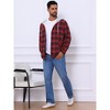 INSPIRE CHIC Men's Fleece Lining Drawstring Hooded Plaid Shirt Jacket - 2 of 4