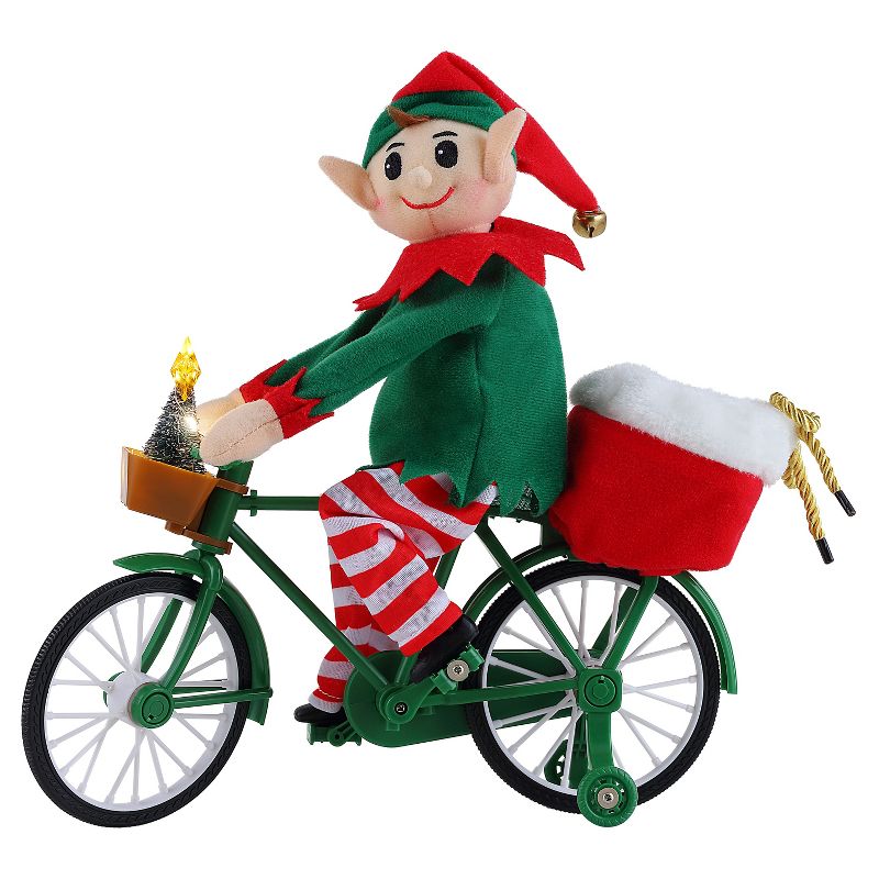 Mr. Christmas Animated LED Cycling Elf Musical Christmas Decoration, 11.5", 1 of 5
