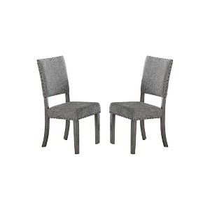 Simple Relax Set of 2 Upholstered Fabric Dining Chairs in Grey - 1 of 4