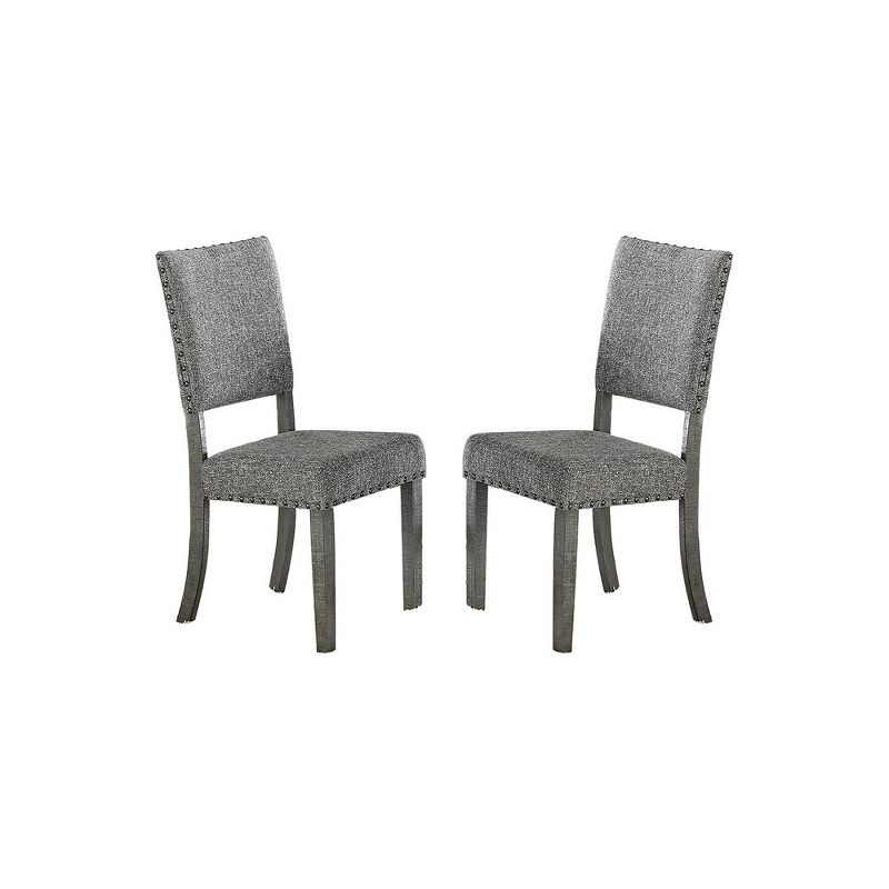 Simple Relax Set of 2 Upholstered Fabric Dining Chairs in Grey, 1 of 5