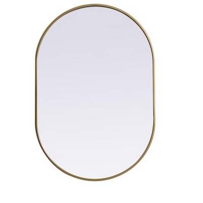 Elegant Lighting Metal Frame Oval Mirror 27x40 Inch in Brass