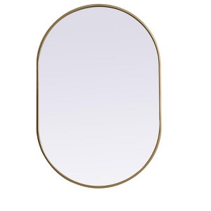 Elegant Lighting Metal Frame Oval Mirror, 27x40 Inch, Brass Finish – Chic Vertical Wall Accent Mirror - 1 of 4