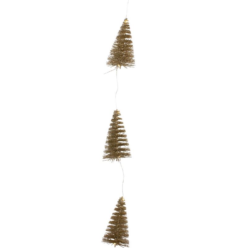 Northlight LED Lighted Battery Operated Gold Mini Sisal Tree Christmas Garland - 6.5' - Warm White Lights, 1 of 5