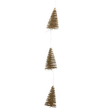 Northlight LED Lighted Battery Operated Gold Mini Sisal Tree Christmas Garland - 6.5' - Warm White Lights