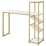 Bennis Bar Table with Wine Shelves High Gloss White/Gold Coated - HOMES: Inside + Out
