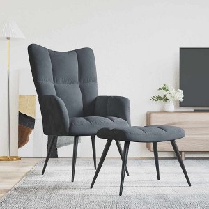 vidaXL Relaxing Chair with a Stool Dark Gray Velvet - 1 of 4