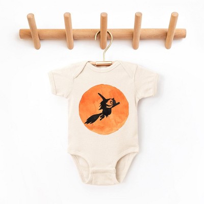 The Juniper Shop Watercolor Witch On Broom Baby Bodysuit