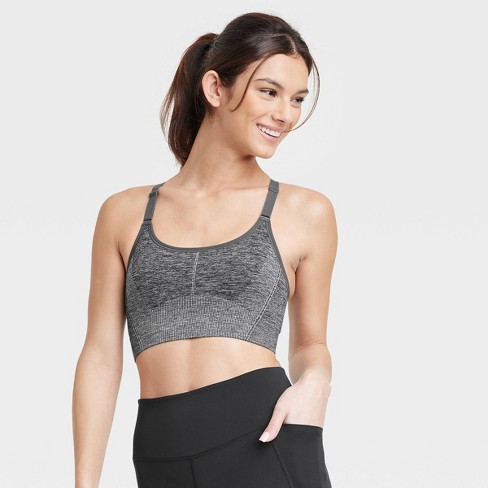 Women's Seamless Medium Support Cami Midline Sports Bra - All In Motion™  Heathered Black XL