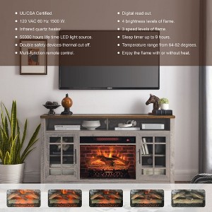 55" Modern TV Stand, Media Entertainment Center Console With Insert Fireplace,  TV Media Storage Cabinet Chest For Living Room - 1 of 4