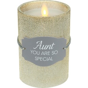 Pavilion Gift Company - Aunt - 4.75" Gold Glitter Realistic Flame Candle  - Flame Candles - 1 of 4