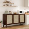 FURNIinspire Utility Storage Cabinets Modern Console Cabinet Bar Cabinet Sideboard Buffet Cabinet With 3 Rattan Doors, Brown, 15.4"*59.1"*31.1" - 2 of 4