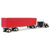 First Gear DCP 1/64 Black & Red Peterbilt 379 63in Flattop Sleeper with 53ft Utility Roll Tarp Trailer 60-1612 - 3 of 4