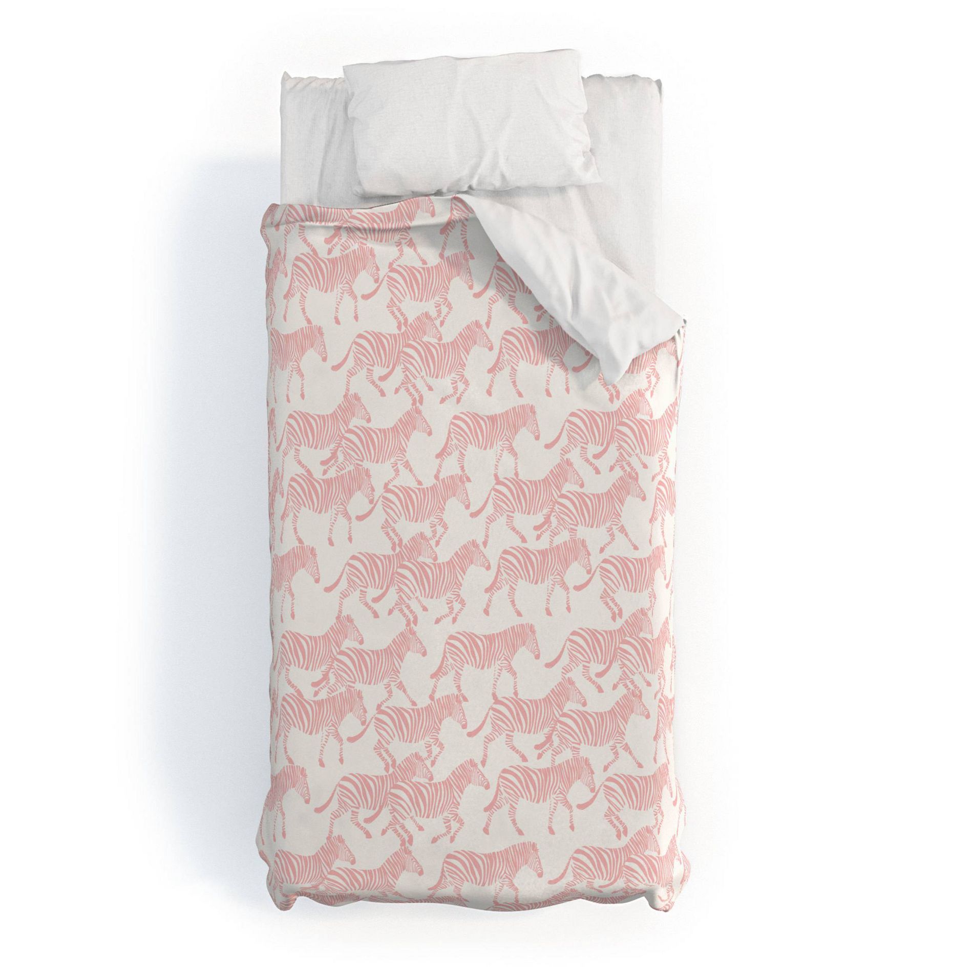 Deny Designs Kids' 2pc Twin/Twin XL Little Arrow Design Co Zebras in Pink Duvet Cover Bedding Set