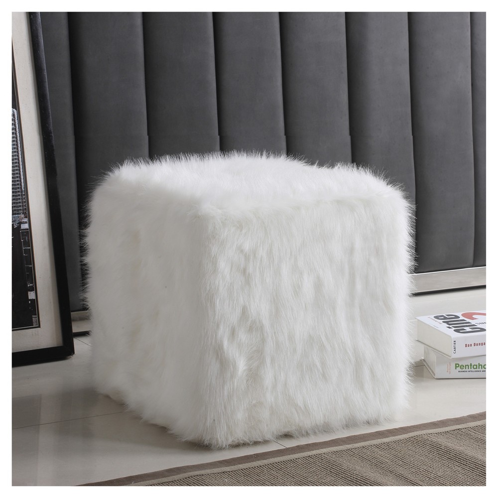 Faux Fur Pouf - White - HomePop was $99.99 now $74.99 (25.0% off)