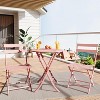 Jojoka 3-Piece Patio Bistro Set with Round Table & 2 Folding Chairs, Powder-Coated Iron Frame, Space-Saving and Portable, Pink - 2 of 4