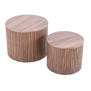 Ridstar 2-Piece Round Nesting Coffee Tables For Living Room & Lounge Area-Brown - 1 of 4