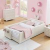 Kumasinova Twin Size Upholstered Bed Frame with Rabbit Ear Shaped Headboard,Boucle Platform Bed with Safety Rail and Pocket,No Box Spring Needed - 2 of 4