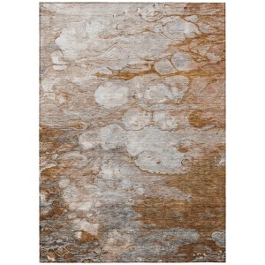 Terra Cotta Gray And Silver Abstract Washable Indoor Outdoor Area Rug - 1 of 4