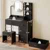 35" Makeup Vanity Desk with Mirror and Lights, Small Dressing Table with 4 Fabric Drawers & Open Shelves, Makeup Vanity Table for Bedroom - 3 of 4