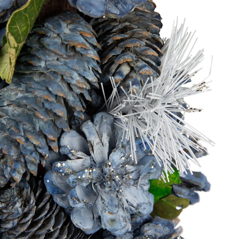 Northlight 15" Blue and Silver Pinecone Artificial Tabletop Christmas Cone Tree, 3 of 4