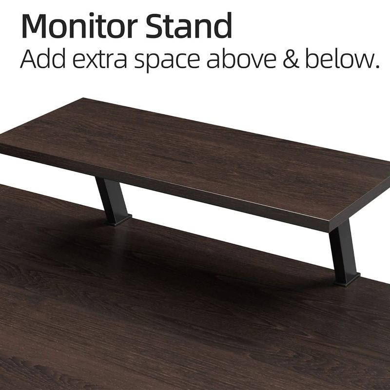 Somdot L Shaped Computer Home Office Corner Desk for Multiple Screens and Monitors with Removable Stand, Easy Assembly, Black Walnut, 5 of 7