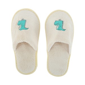 Unique Bargains Children's Dinosaur Pattern Disposable Slippers Beige 1 Pair - 1 of 4