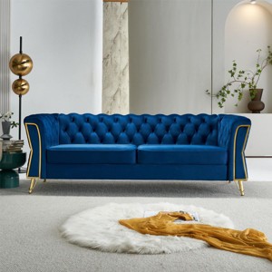 87''Modern Long Sofa,Velvet Couch,Button Tufted Chesterfield Sofa With Scroll Arms,Luxury Comfy Loveseat Sofa,Living Room Sofa-Cuddlewood - 1 of 4