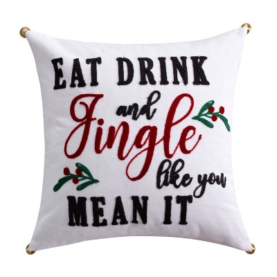 Thatch Home Buffalo Peak Plaid Eat Drink Jingle Pillow - by Levtex Home