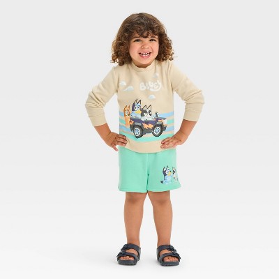 Toddler Boys' Bluey Bingo and Muffin Pullover and Shorts Set - Brown/Off-White