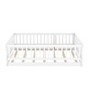 CAVINAS Twin/Full Size Kids Floor Bed Frame,Montessori Toddler Bed with Slat,Fence&Door,Wooden Floor Bed for Girls,Boys - 2 of 4