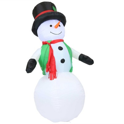 Sunnydaze 7 Foot Self Inflatable Blow Up Holly Jolly Snowman Outdoor Holiday Christmas Lawn Decoration with LED Lights