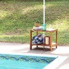 Sunnydaze Outdoor Meranti Wood with Teak Oil Finish Wooden Patio Accent Side Table with Lower Shelf - 20" - Brown - 4 of 4