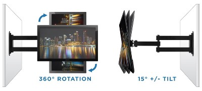 Black Full Motion TV Wall Mount for 19-27 Inch Screens