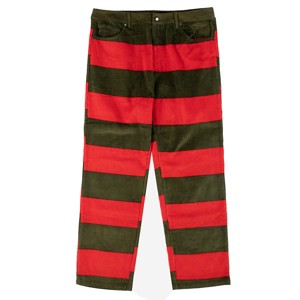 A Nightmare On Elm Street Embroidered Logo Adult Red & Green Striped Corduroy Pants-XS - 1 of 4