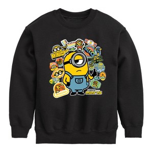 Boys' - Despicable Me Minions - Minion & Banana Stickers Graphic Long Sleeve Fleece Sweatshirt - 1 of 4