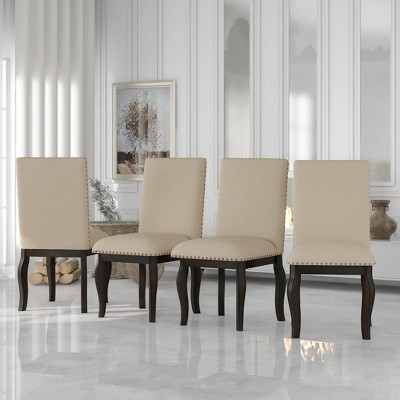 4 Dining chairs Wood Upholstered Fabirc for Dining Room