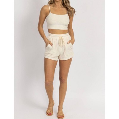 Women's TERRYCLOTH CROP AND SHORTS SET - Pretty Garbage
