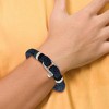 Chisel Stainless Steel Polished Woven Navy Blue Cotton 8.5" Bracelet - 2 of 4