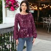 Anna-Kaci Women's Sequin Party Tie Waist Sweatshirt Pullover Top - 2 of 4