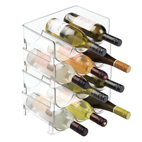 Mdesign Plastic Free standing Stacking 3 Bottle Wine Storage Rack 4 Pack Clear Target