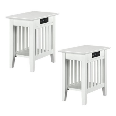 AFI Furnishings Mission Chair Side Table Set of 2 with Charger WH