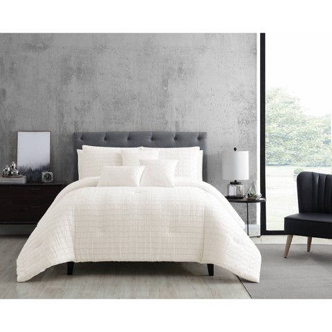 Riverbrook Home Queen 6pc Kasuga Comforter Set White: Bedding Set with Decorative Pillows & Shams