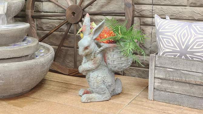 Sunnydaze 17" Roman the Carrot Collector Rabbit Indoor/Outdoor Statue Figurine - Patio, Lawn and Garden Decoration, 2 of 12, play video