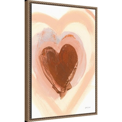 Abstract Heart Layers Brown and Gold Framed Canvas Art