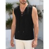 Men's Cotton Linen Tank Top Shirts Casual Sleeveless Lace Up Beach Hippie Tops Bohemian Renaissance Pirate Tunic - 3 of 4