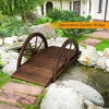Costway 3.3FT Garden Bridge Classic Arc Wooden Bridge Decorative Garden Landscape - 3 of 4